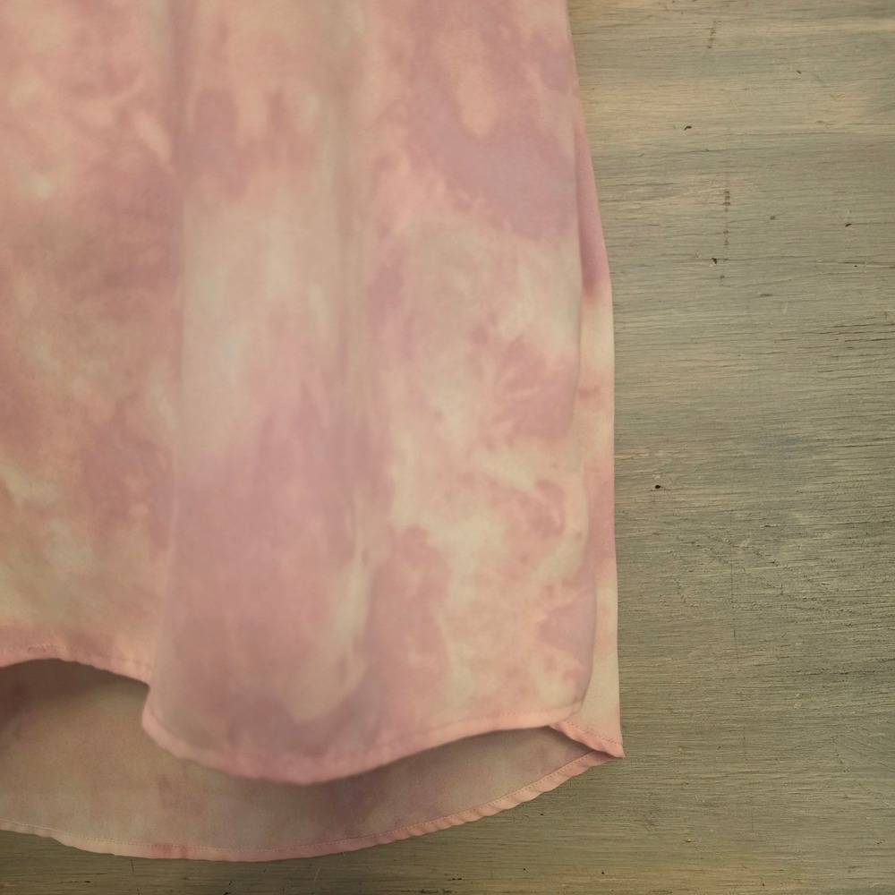 Wonderly Pink/White Tie Dye Wide Scoop Neck‎ High Low Blouse Size Large GC - Picture 4 of 6